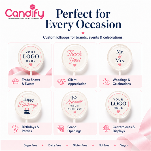 Custom lollipops for parties, weddings, gifts and promotions