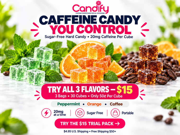 Candify Caffeine Cubes Trial Pack - 3 flavors, 30 cubes for $15