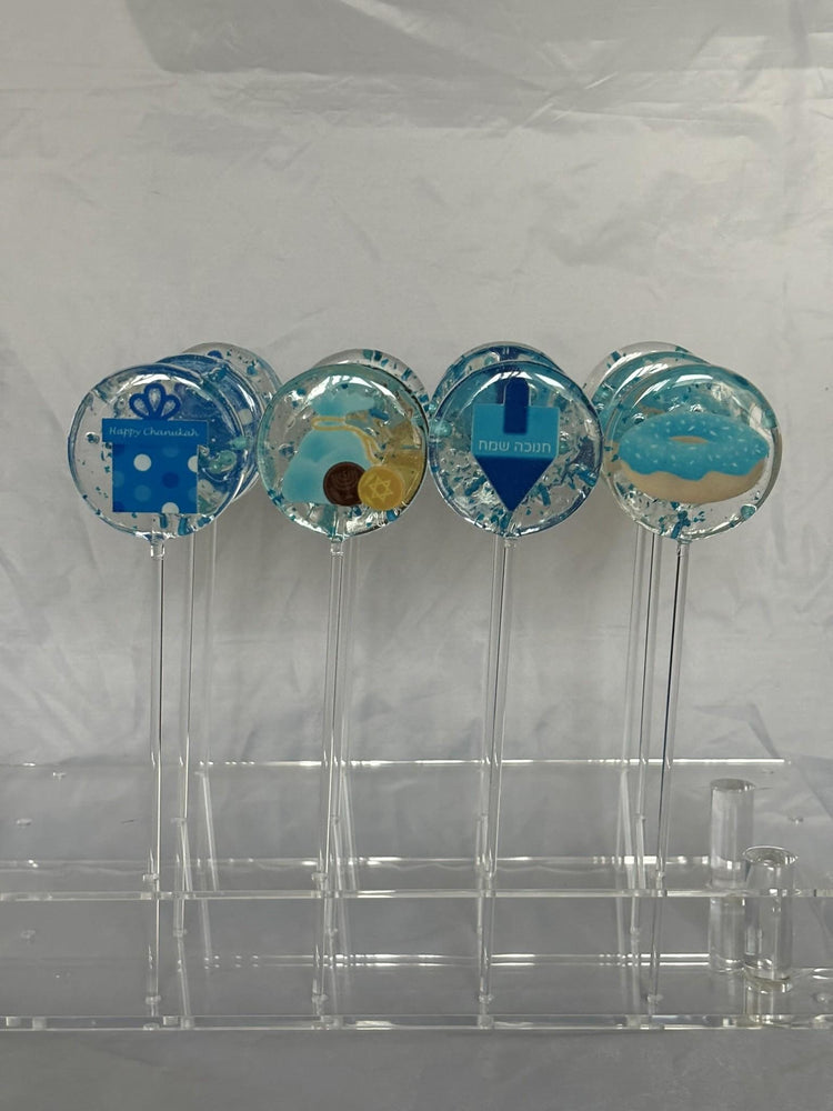 Personalized Chanukah lollipops Set 2 on display stand