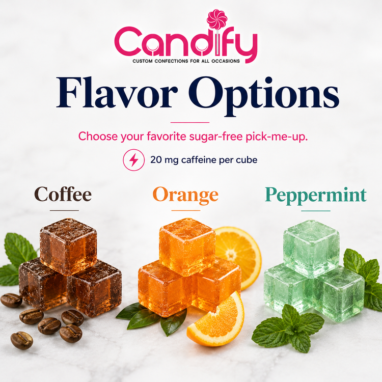 Caffeine Cubes flavors - Peppermint, Orange and Coffee