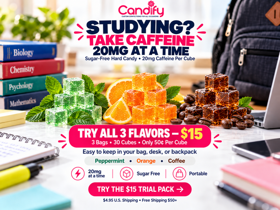 Candify Caffeine Cubes for studying - 20mg caffeine per cube