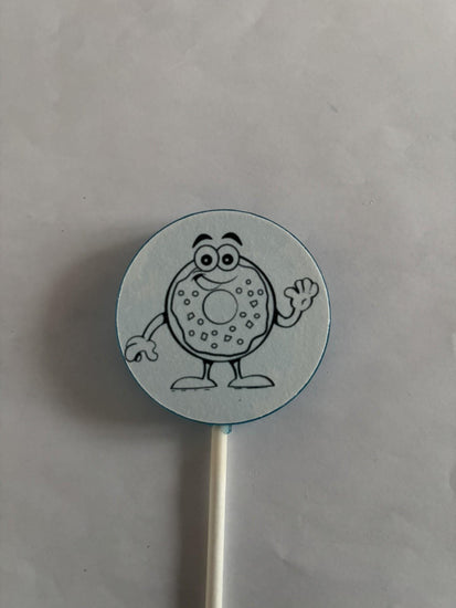 Chanukah donut character outline lollipop to paint or color