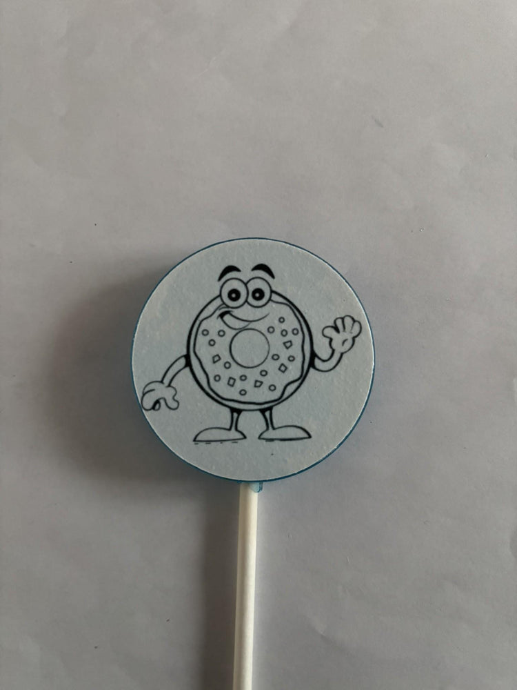 Chanukah donut character outline lollipop to paint or color