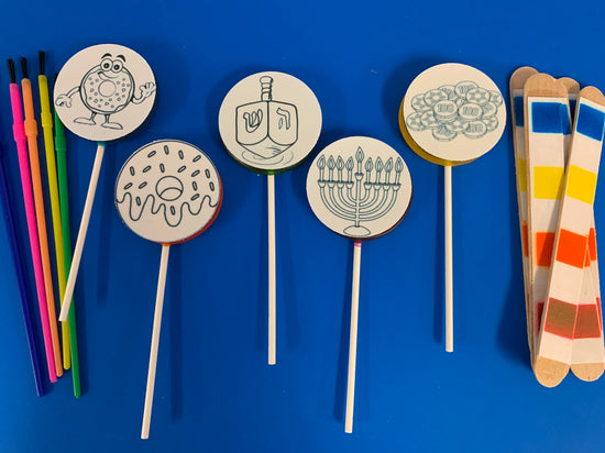 Paint Your Own Chanukah Lollipop Sets-Candy-[Kosher Mints]-[Kosher Custom Candy]-Candy A Plenty